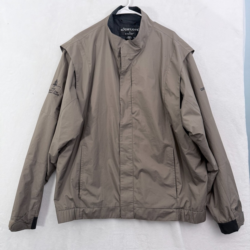 Footjoy Dryjoys Windbreaker Jacket Mens XL Beige Full Zip Golf Performance
